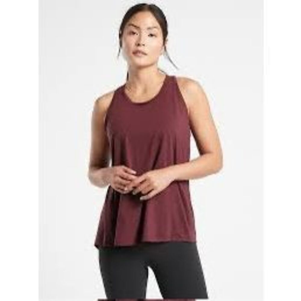 ATHLETA Women’s Burgundy Sleeveless Essence Texture Tie Back Tank Top Size XS